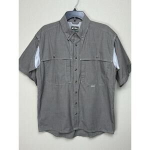 Drake Waterfowl Vented Fishing Shirt Men's S Short Sleeve Brown & White Checked